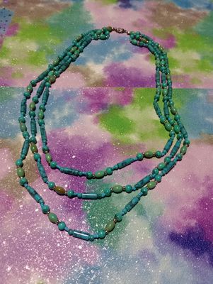 Blue bead three strand necklace