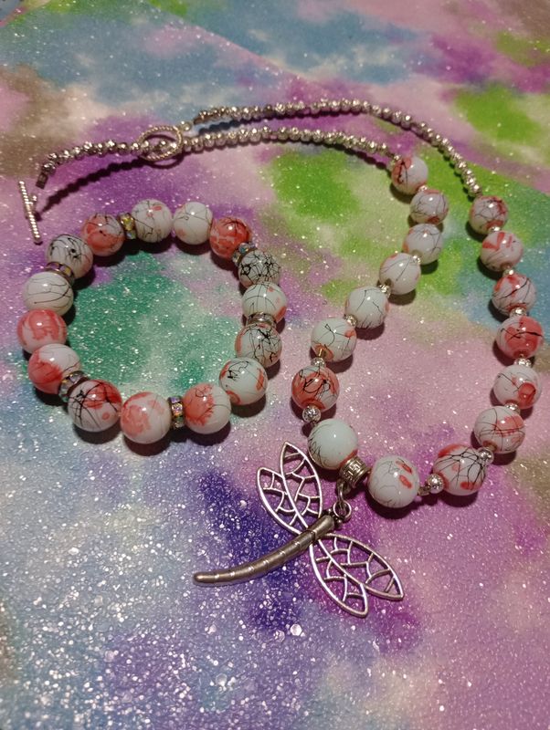 Cherry blossom necklace and bracelet set