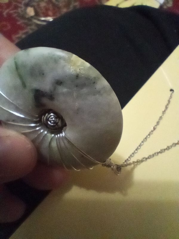 Marble 40MM donut with rose charm, wire wrapped in silver; **heavily discounted due to chip**