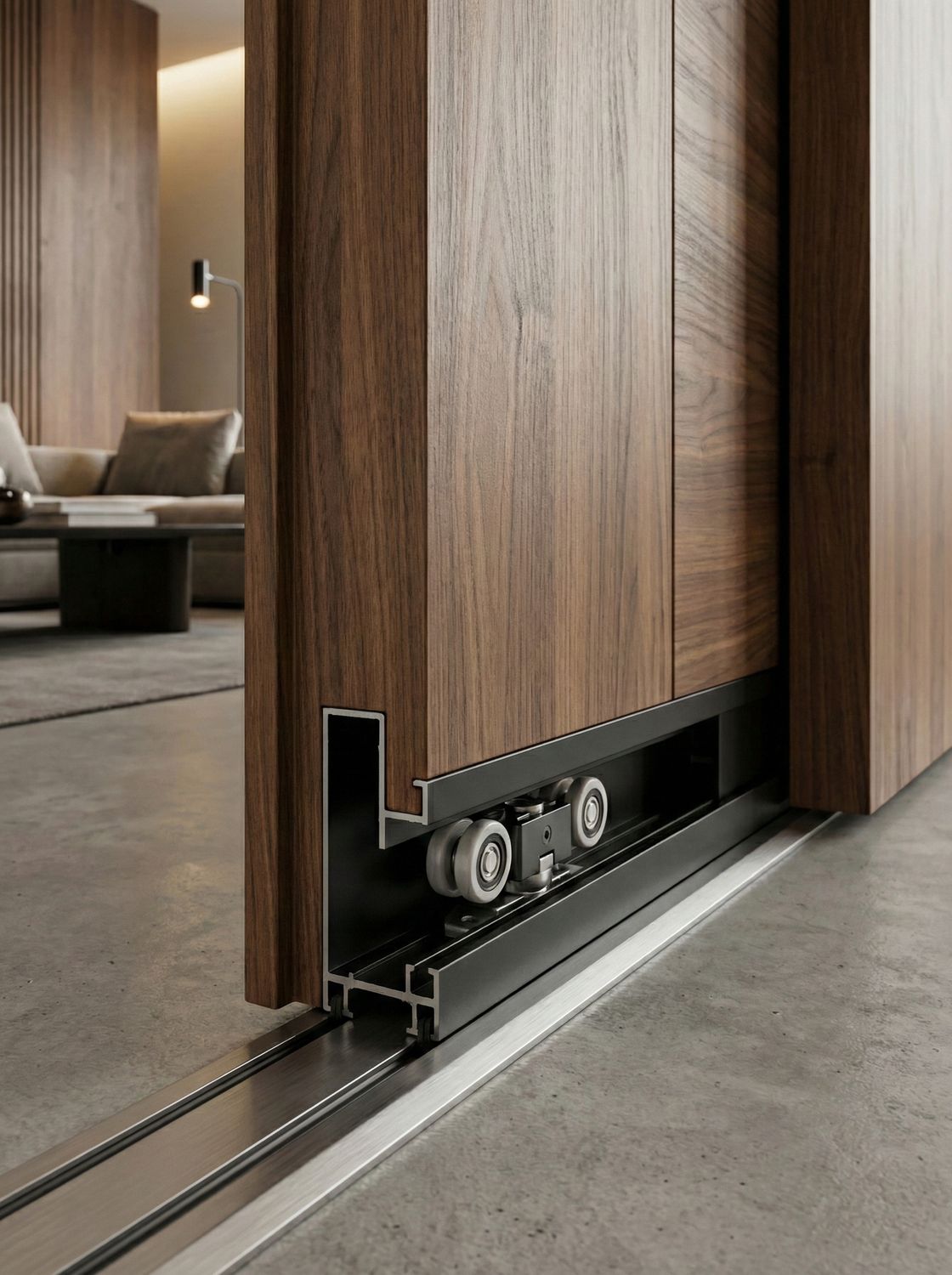 JS-S096 ALIMINIUM SLINDING PROFILE FOR WOODEN DOOR  6M