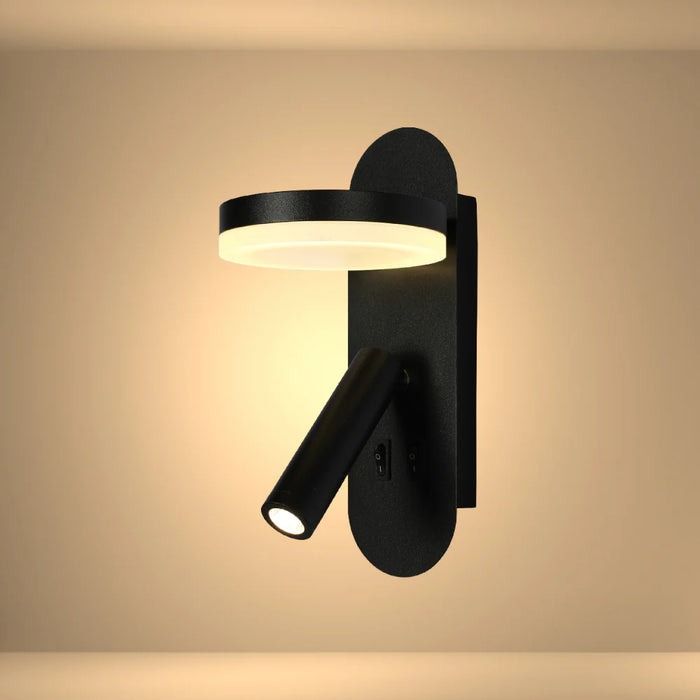 Lunar Halo Bedside Reading LED Wall Light - Black - 4000k