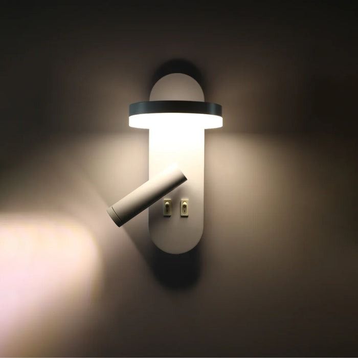 Lunar Halo Bedside Reading LED Wall Light - White.