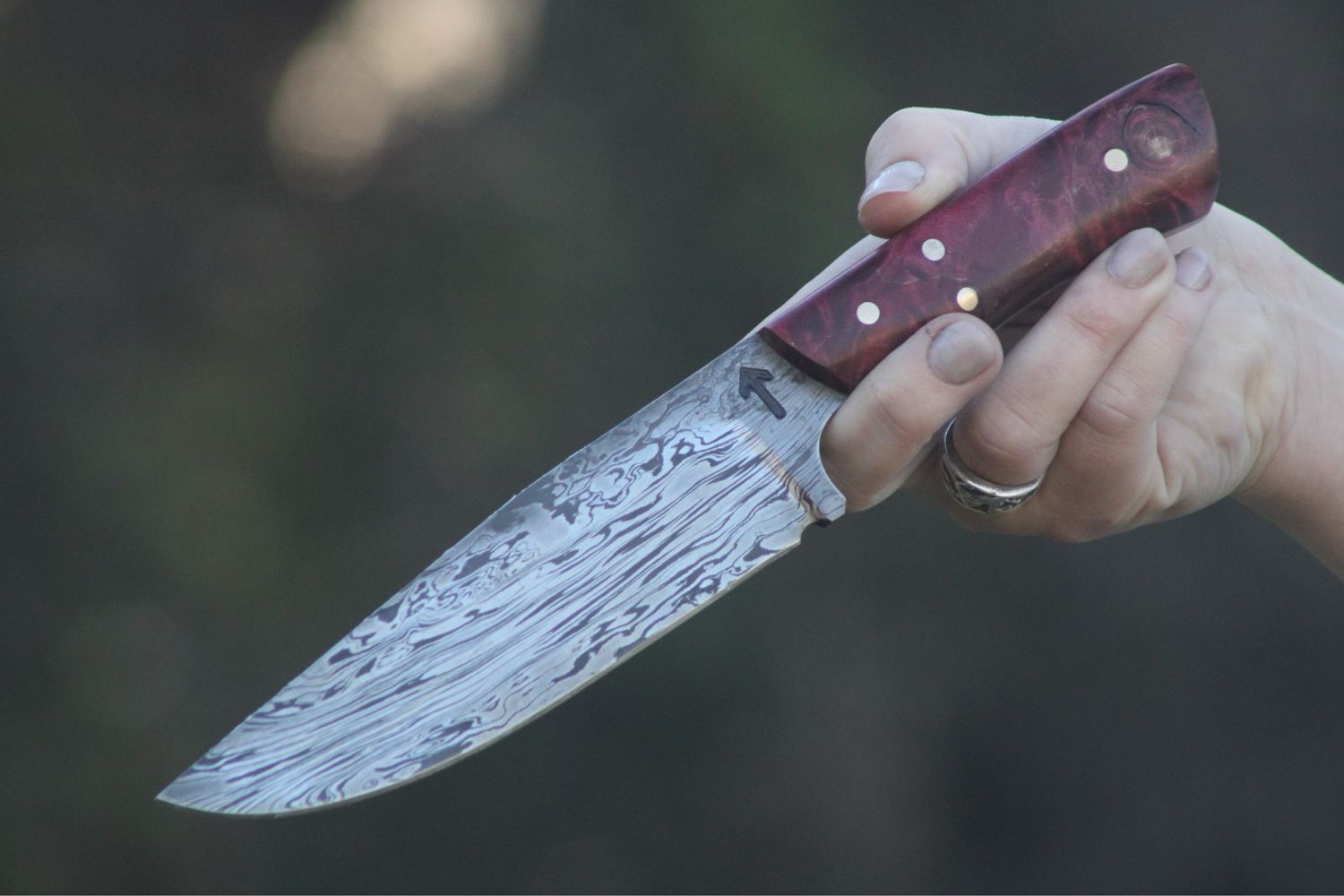 Full Tang Damascus Flame Bowie