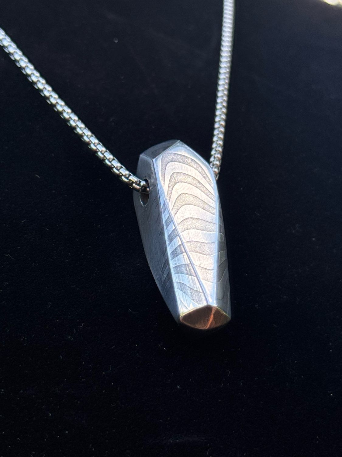 Ghost Damascus Polygon Pendant