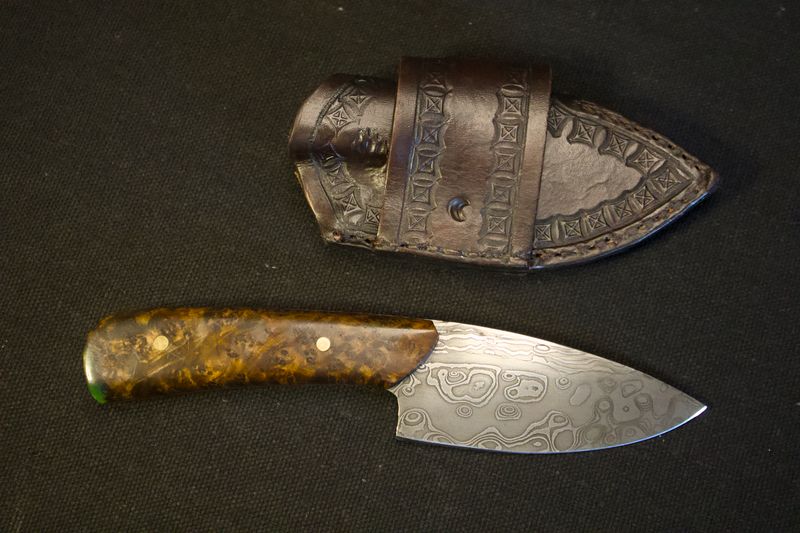 Raindrop Damascus Beartooth skinner