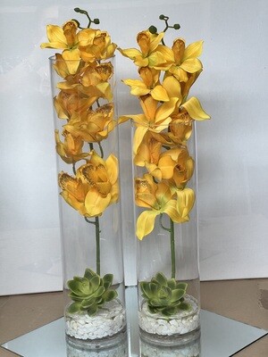 Juego de Vases c/Orquideas Amarillas