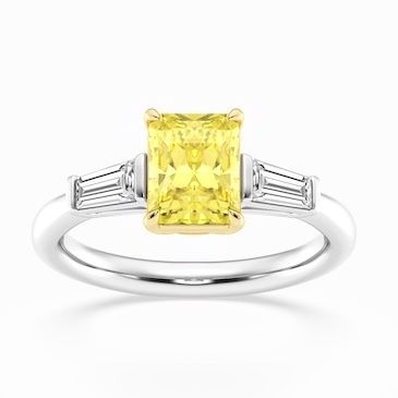 2.24 carats Lab Created Radiant Cut Yellow Diamond Ring