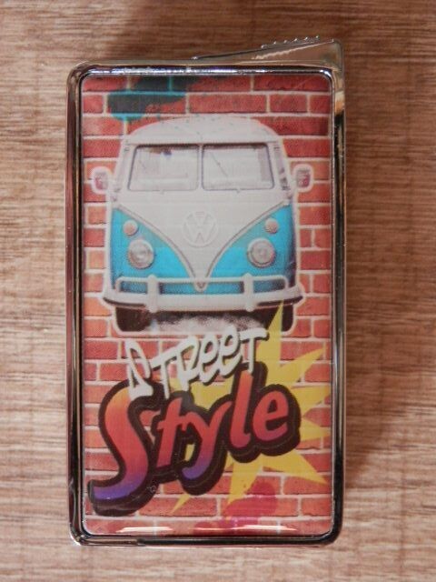 Aansteker met VW Spijlbus, blauw/wit.