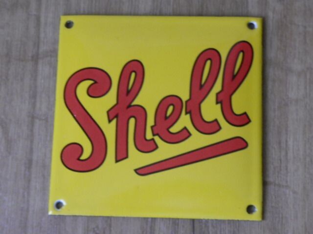 Emaille schildje Shell, oude lettertype
