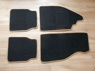 Mattenset 4-delig, zwart met beige bies