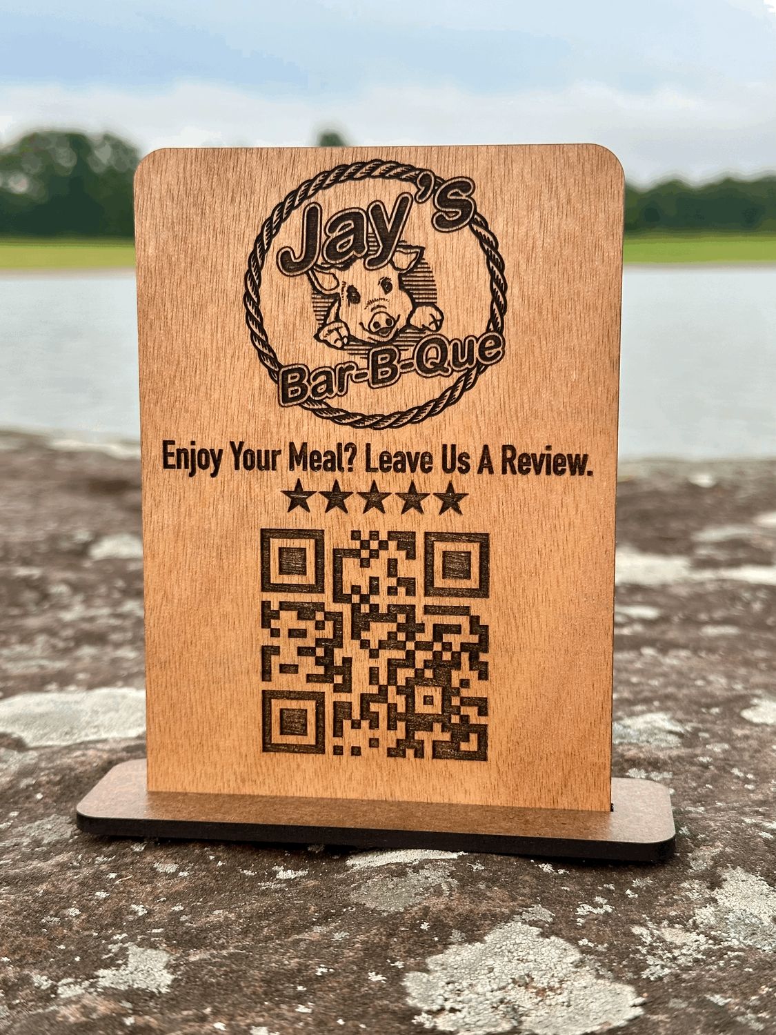 Custom Business Review QR Code Table Piece