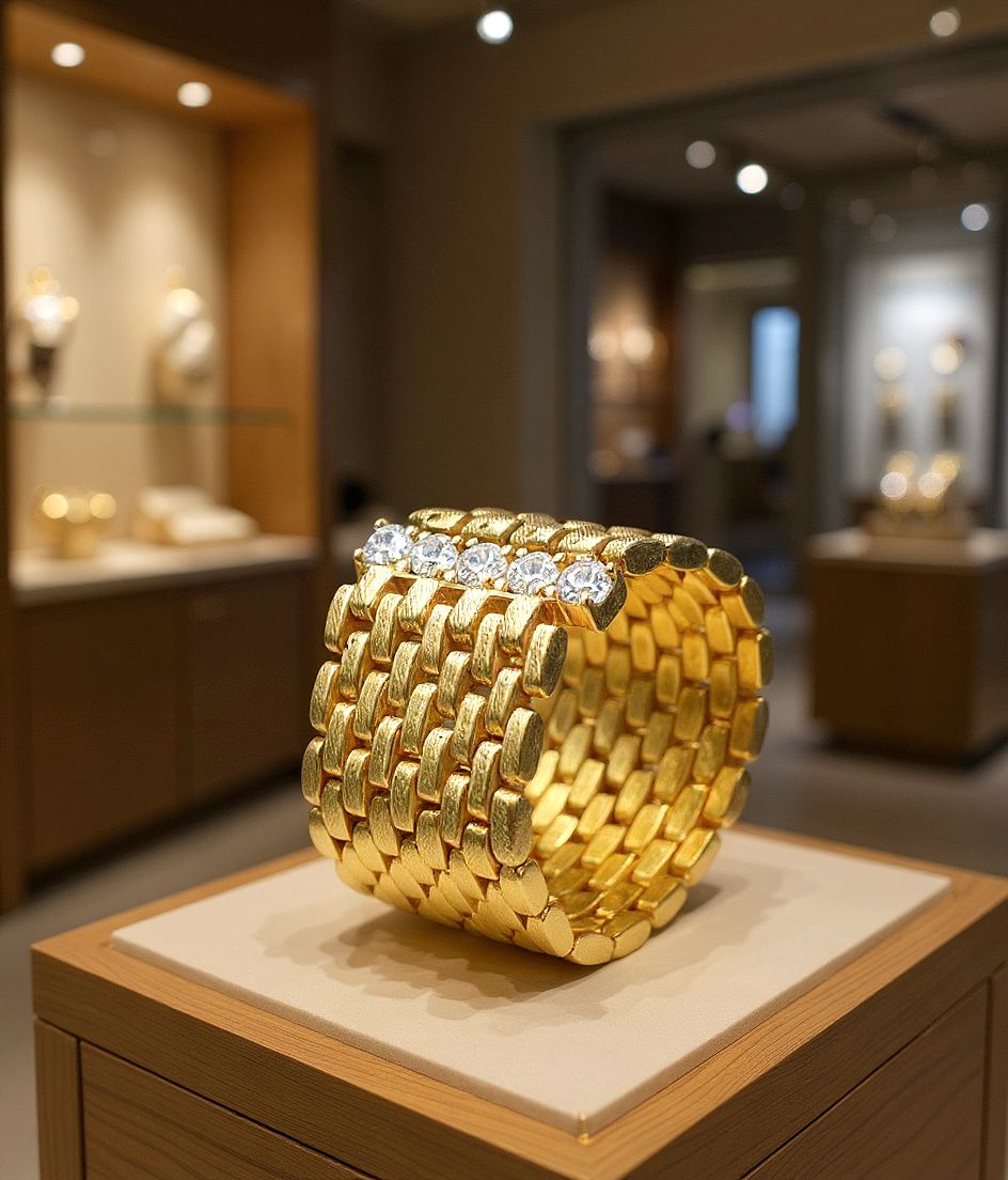 Panther link gold band ring