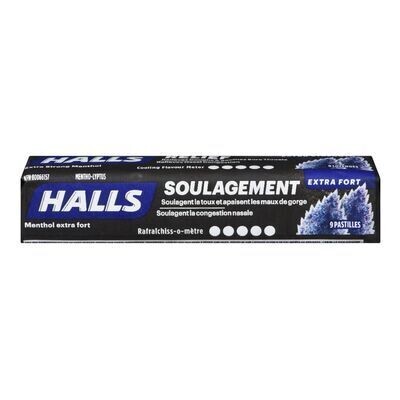 HALLS Pastilles pour la gorge au menthol extra fort, Mentho-Lyptus 9 PASTILLES