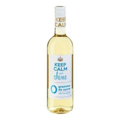 KEEP CALM &amp; SHINE Vin blanc 0g de sucre 750 ML