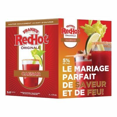 FRANK&#39;S BOISSONS de malt alcoolisées à saveur de Bloddy Caesar, RedHot 4X473 ML