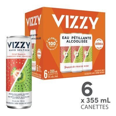 VIZZY Eaux pétillantes alcoolisées à saveur de fraise et kiwi 6X355 ML