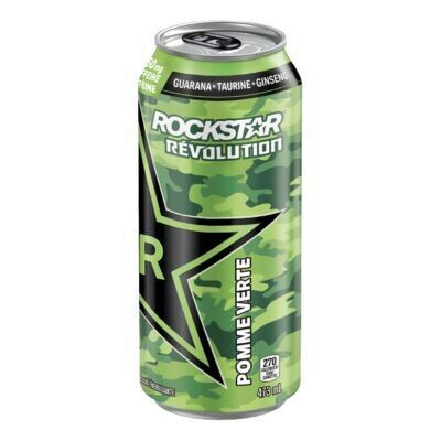 ROCKSTAR Boisson énergisante à saveur de pomme verte, Revolution 473 ML