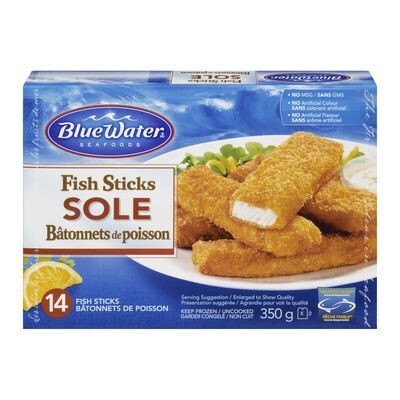 BLUEWATER SEAFOODS Bâtonnets de sole panés surgelés 350 G
