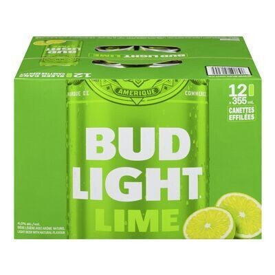 LABATT Bière légère à saveur de lime, Bud Light 12X355 ML - CANETTES