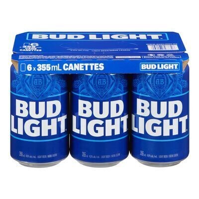 LABATT Bière blonde légère, Bud Light 6X355 ML - CANETTES