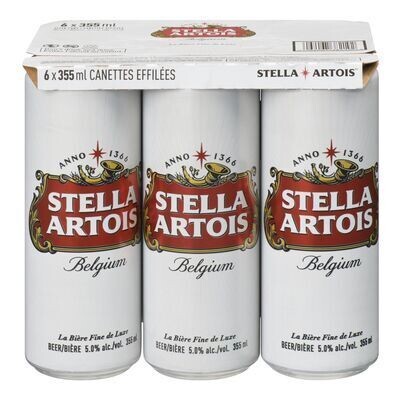 LABATT Bières belges de type Pale Lager, Stella Artois 6X355 ML - CANETTES 5.0%ALC