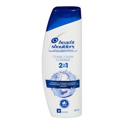 HEAD &amp; SHOULDERS Shampoing et revitalisant antipelliculaire 2-en-1, Classique 370 ML