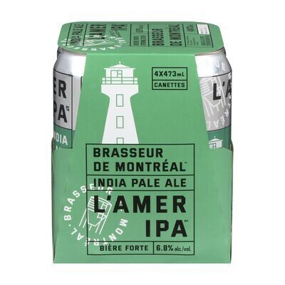 BRASSEUR DE MONTRÉAL Bière forte L&#39;aMer IPA™ de type IPA, L&#39;aMer IPA 4X473 ML - CANETTES 6.8%ALC