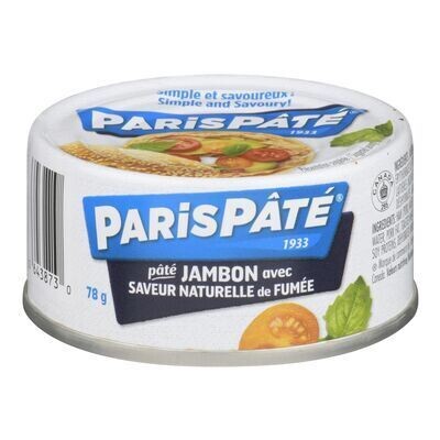 PARIS PÂTÉ Pâté au jambon avec saveur de fumée 78 G