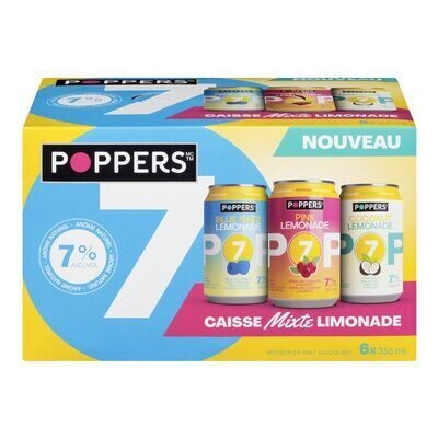 POPPERS Assortiment de BOISSONS de malt alcoolisées à saveur de limonade 6X355 ML