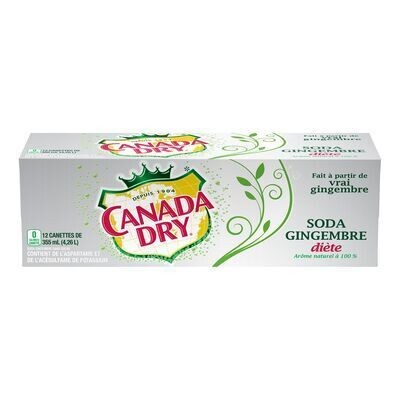 CANADA DRY Soda gingembre diète 12X355 ML