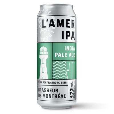 BRASSEUR DE MONTRÉAL Bière forte L&#39;Amer IPA™ de type IPA, L&#39;Amer IPA 473 ML 6.8%ALC- CANETTE
