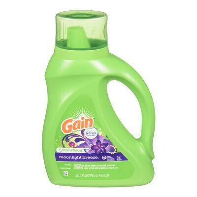 GAIN Détergent liquide à LESSIVE au parfum Clair de lune, Aroma Boost 32 BRASSÉES - 1,36 L