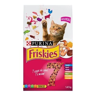 PURINA Nourriture pour chats aux sept saveurs coup de coeur, Friskies 1,42 KG