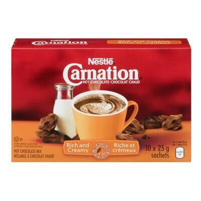 NESTLÉ Chocolat chaud riche et crémeux en sachets, Carnation 10X25 G