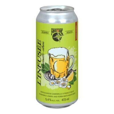 BRASSEURS DU MONDE Bière L&#39;Infusée à saveur de camomille et citron 473 ML - CANETTE 5.4%ALC