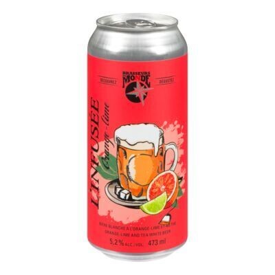 BRASSEURS DU MONDE Bière infusée à saveur d&#39;orange et lime 473 ML 5.2%ALC