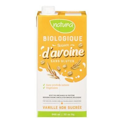 NATUR-A Boisson à l&#39;avoine sans gluten enrichie à la vanille non sucré 946 ML