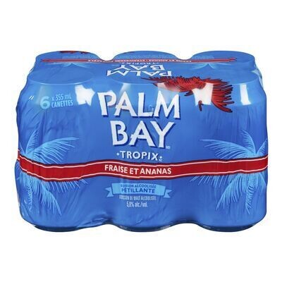 PALM BAY Boisson de malt alcoolisée pétillante à saveur de fraise et ananas, Tropix 6X355 ML - CANETTES