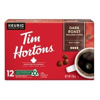 TIM HORTONS Dosettes K-Cup® de café torréfaction Foncée, Keurig 12 UN