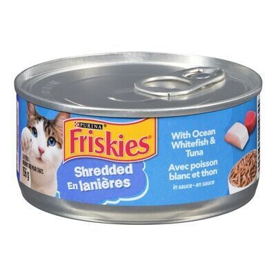 PURINA Nourriture pour chats au poisson blanc et thon en lanières en sauce, Friskies 156 G
