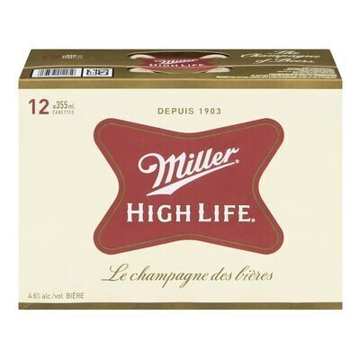 MILLER Bière légère de type lager, High Life 12X355 ML - CANETTES