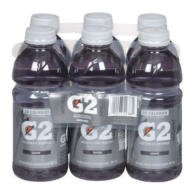 GATORADE Boisson d&#39;électrolytes faible en calories à saveur de raisin, G2 6X591 ML