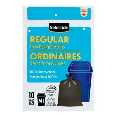 SELECTION Sacs à ordures ordinaires noirs 74L 10 UN