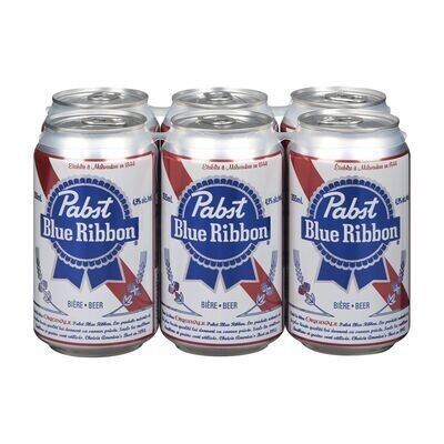 PABST BLUE RIBBON Bière de type Lager 6X355 ML - CANETTES