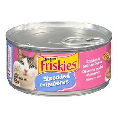 PURINA Dîner de poulet et saumon en lanières pour chats, Friskies 156 G