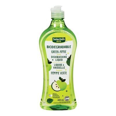 SELECTION Savon à vaisselle liquide  biodégradable au parfum de pomme verte, Eco 650 mL