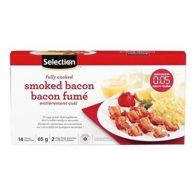 SELECTION Bacon fumé entièrement cuit 65 G