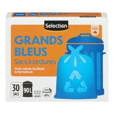 SELECTION Grands sacs bleus à poubelle 90L 30 UN