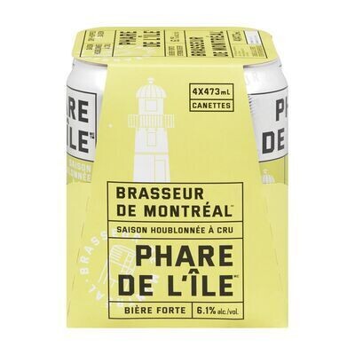 BRASSEUR DE MONTRÉAL Bière blonde forte de type saison houblonnée à cru, Phare de l&#39;Île 4X473 ML - CANETTES 6.1%ALC