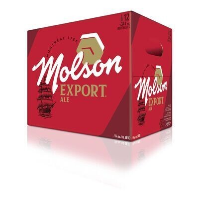 MOLSON Bière blonde 5% d&#39;alcool de type Ale, Export 12X341 ML - BOUTEILLES